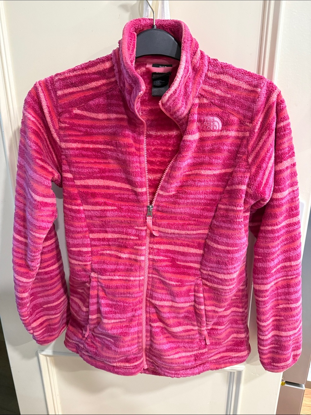 The North Face Hot Pink Striped Fleece Jacket